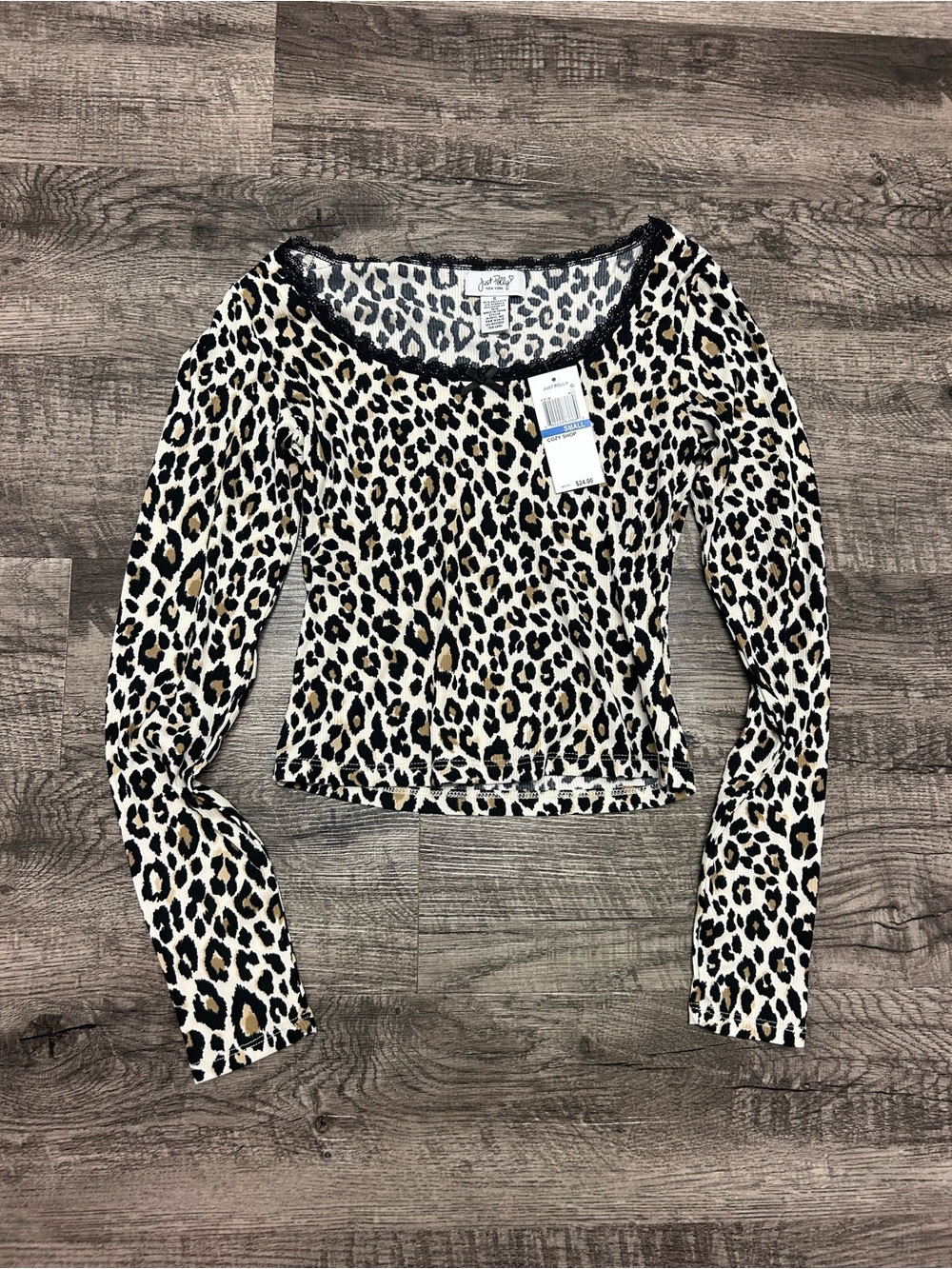 Leopard Print Long Sleeve Scoop Neck Top - Neutral by Express